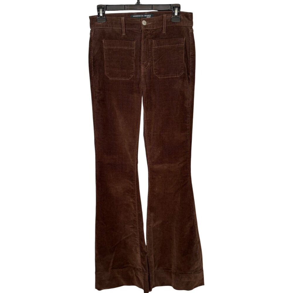 Veronica Beard Sheridan Exxagerated Flare High Rise Brown Corduroy Retro 26
